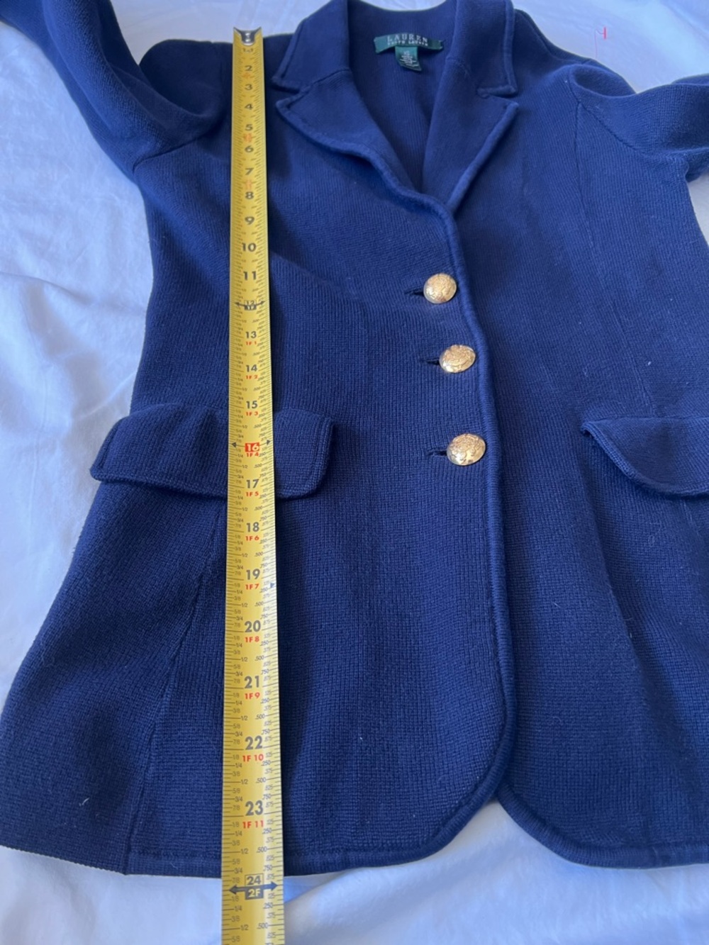 Lauren Ralph Lauren Navy Gold-Button Women's Blazer Jacket Extra Small - Picture 2 of 6